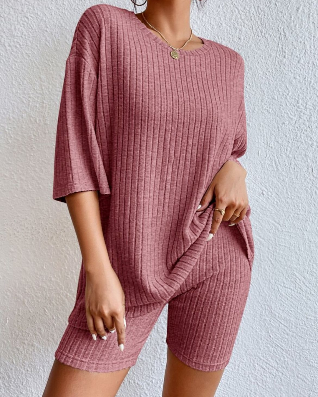 Casual Geribde Set