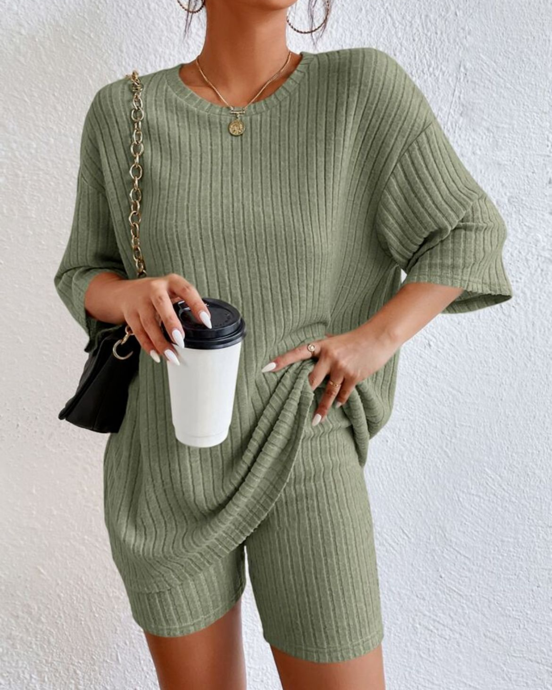 Casual Geribde Set