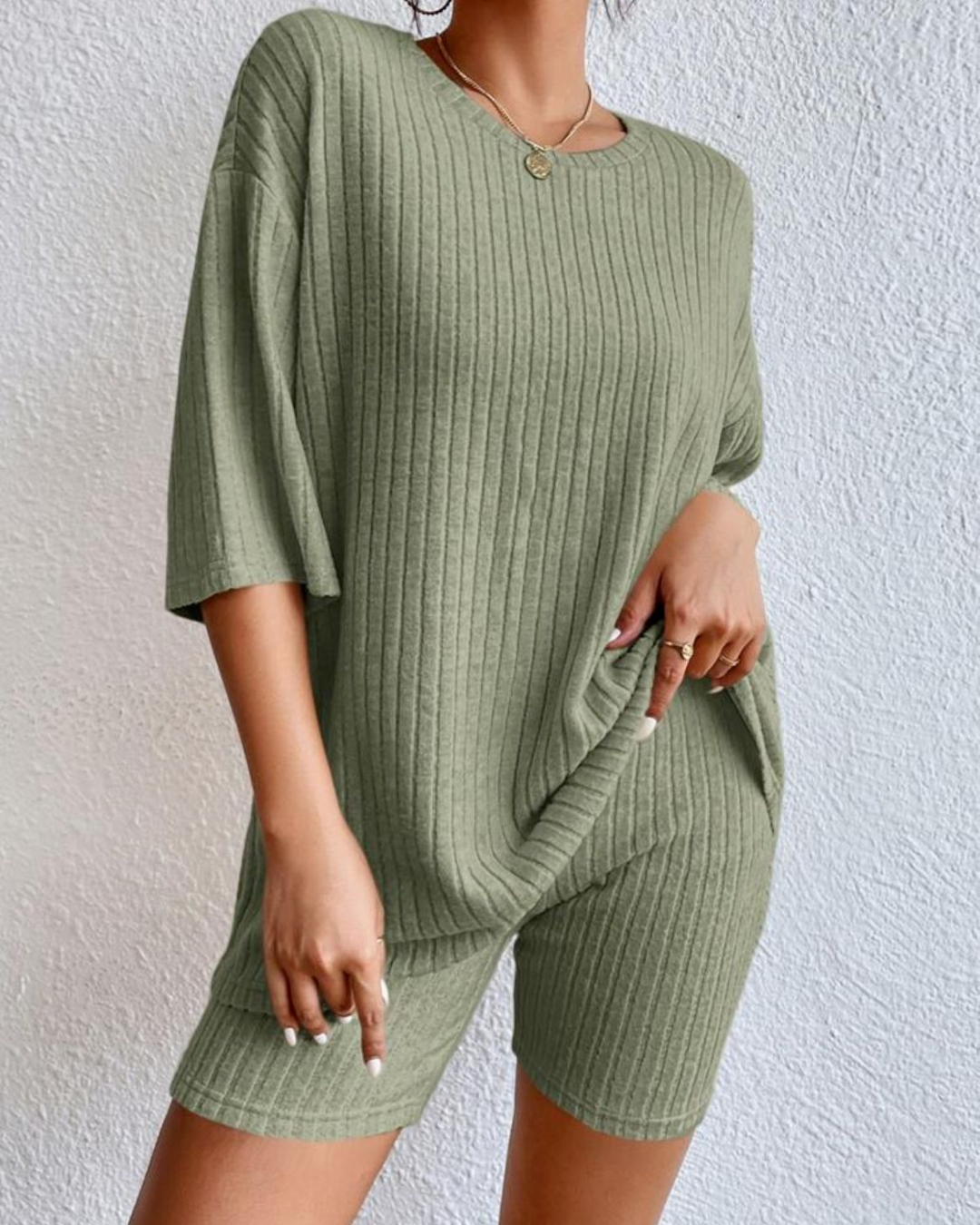Casual Geribde Set