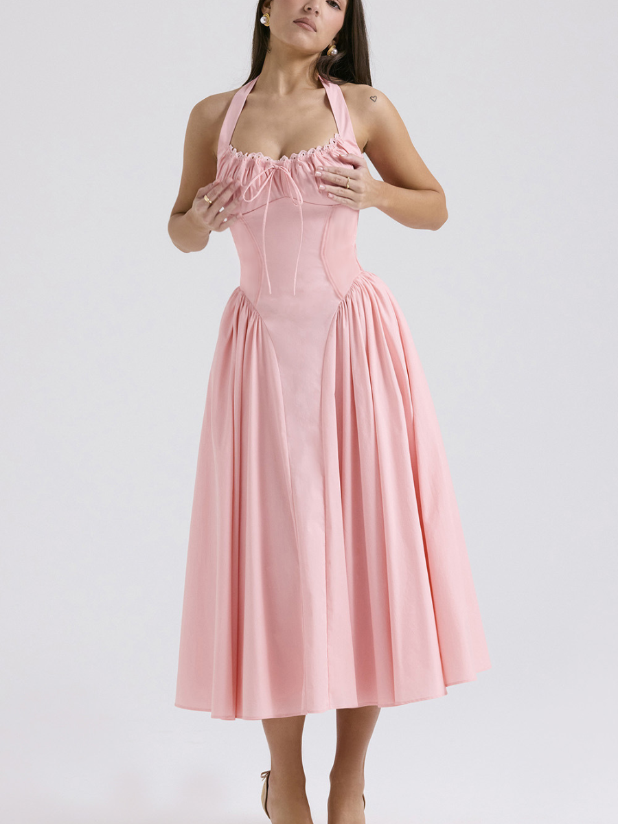 spring dress floral print & halter neck