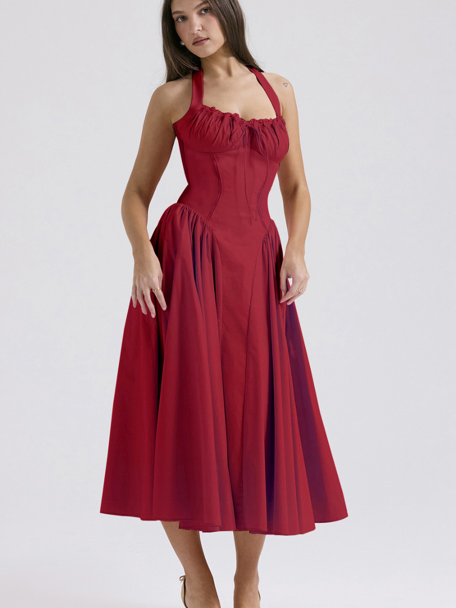 spring dress floral print & halter neck