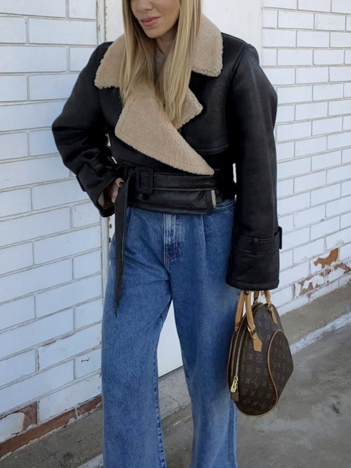 lined sheepskin leather pilot jacket