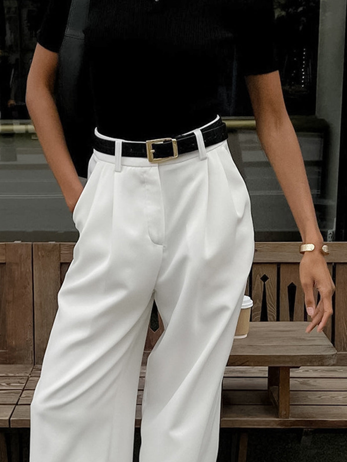 Even Wide Pants Without Belt