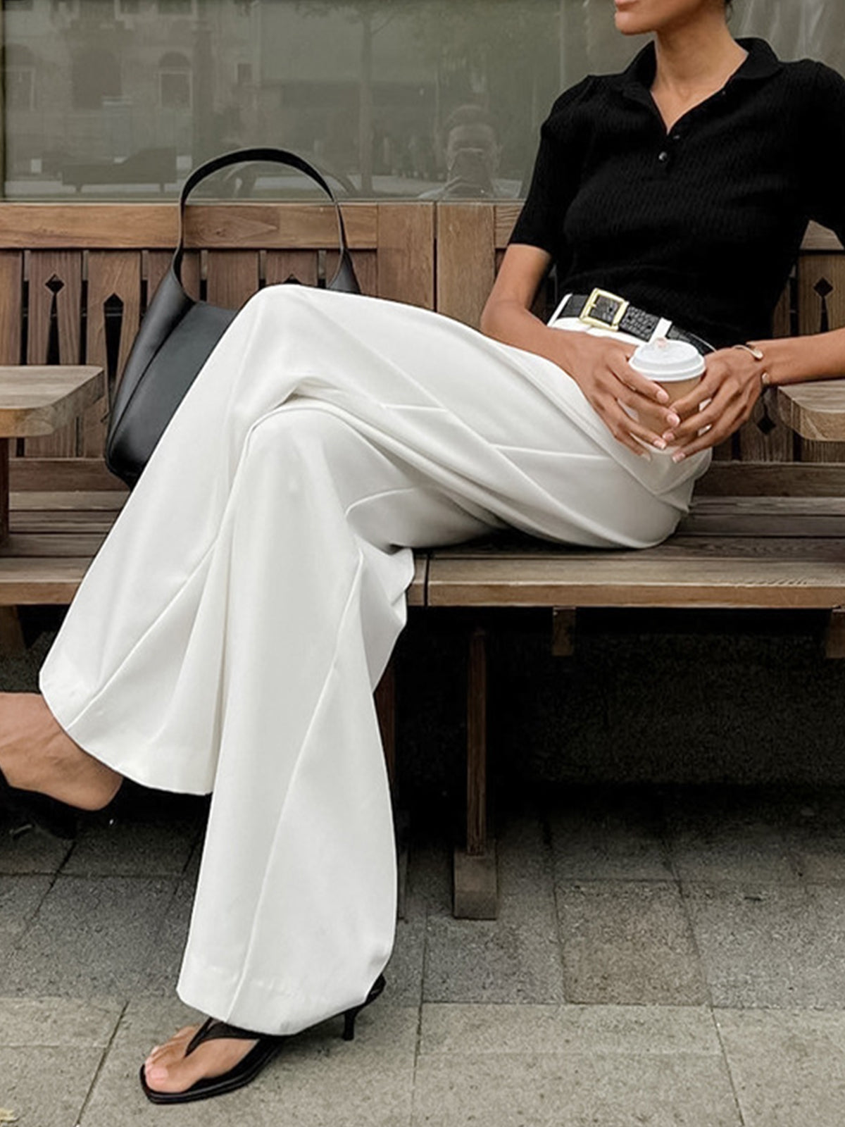 Even Wide Pants Without Belt