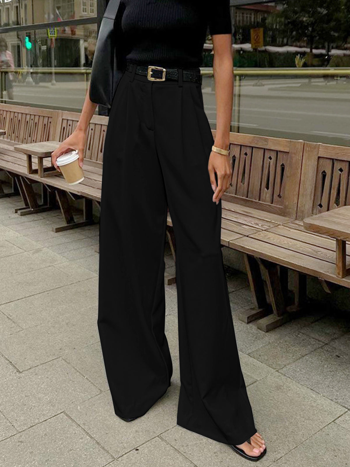 Even Wide Pants Without Belt
