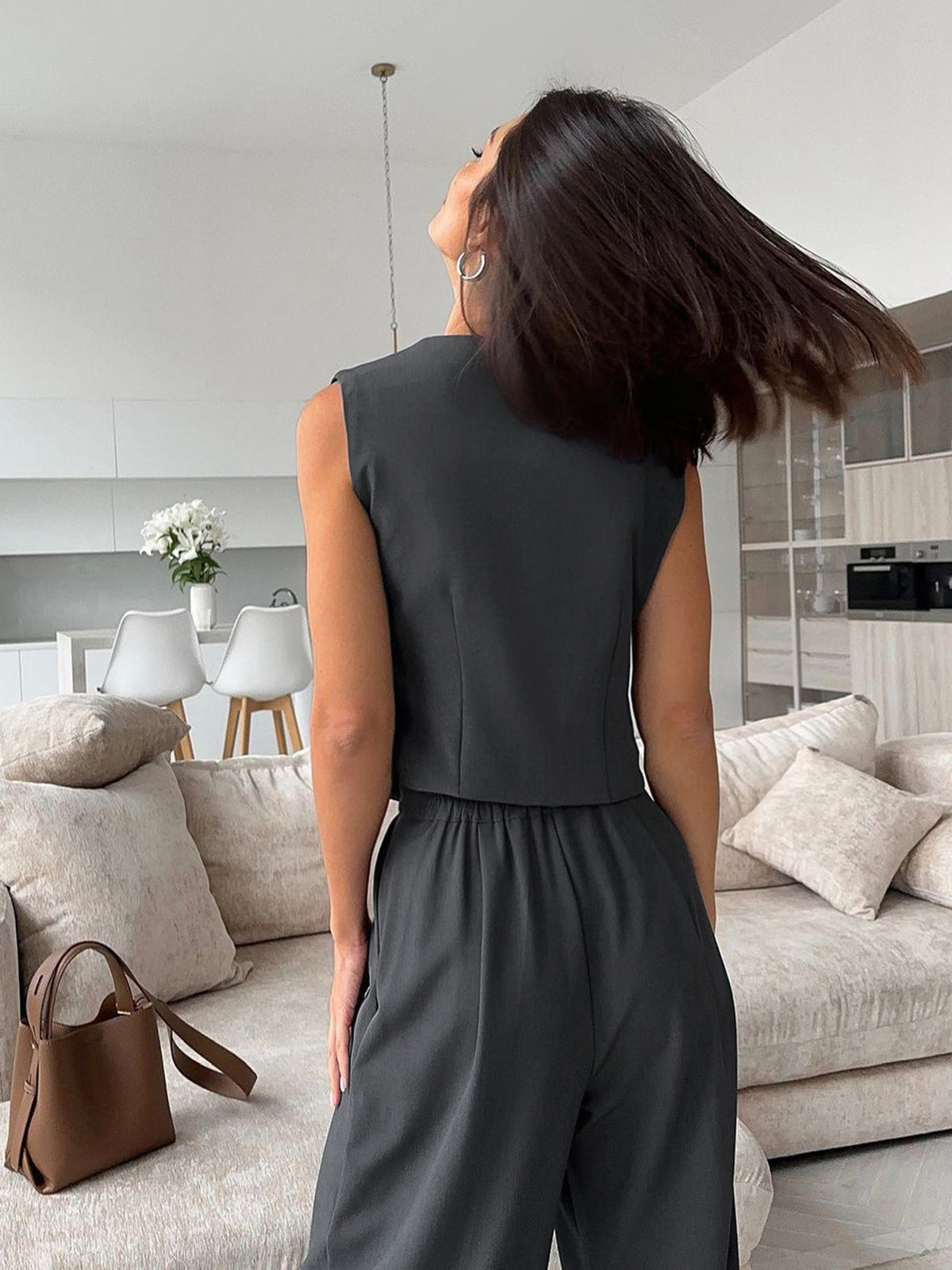 V-hals Gilet met Broek Set