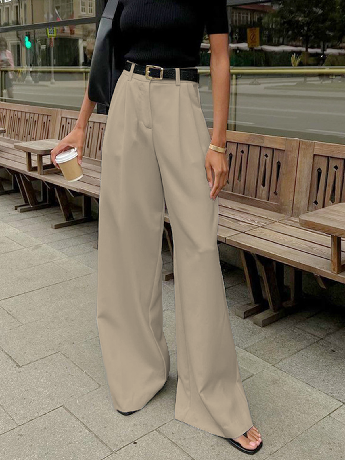 Even Wide Pants Without Belt