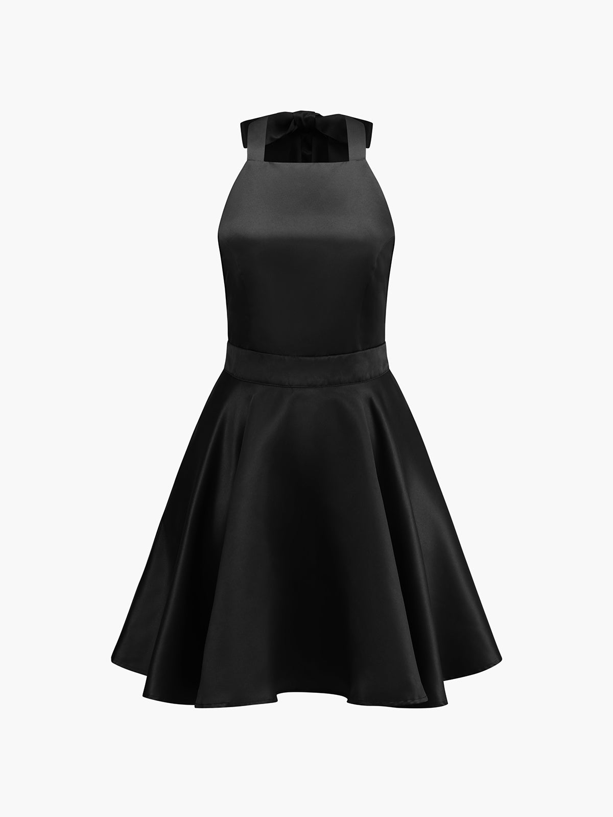 Satijnen Open Rug Plissé Mini Jurk