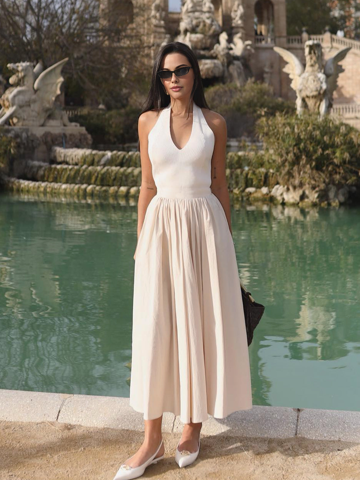 Open Back Dress with Pockets