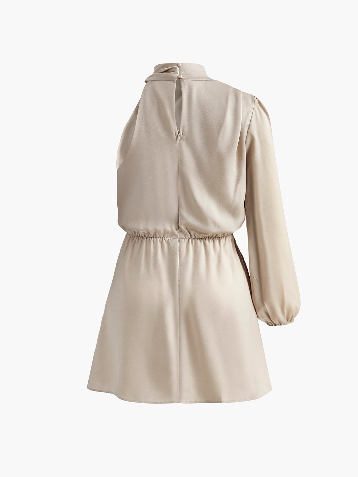 One-Sleeve Pleated Draped Dress