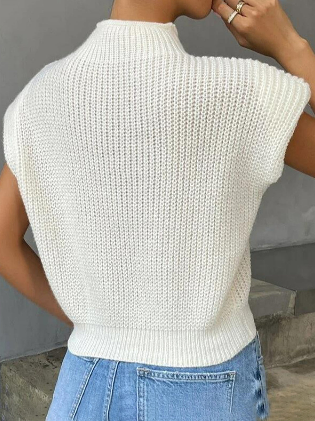 Sleeveless Sweater Vest with Cap Sleeves