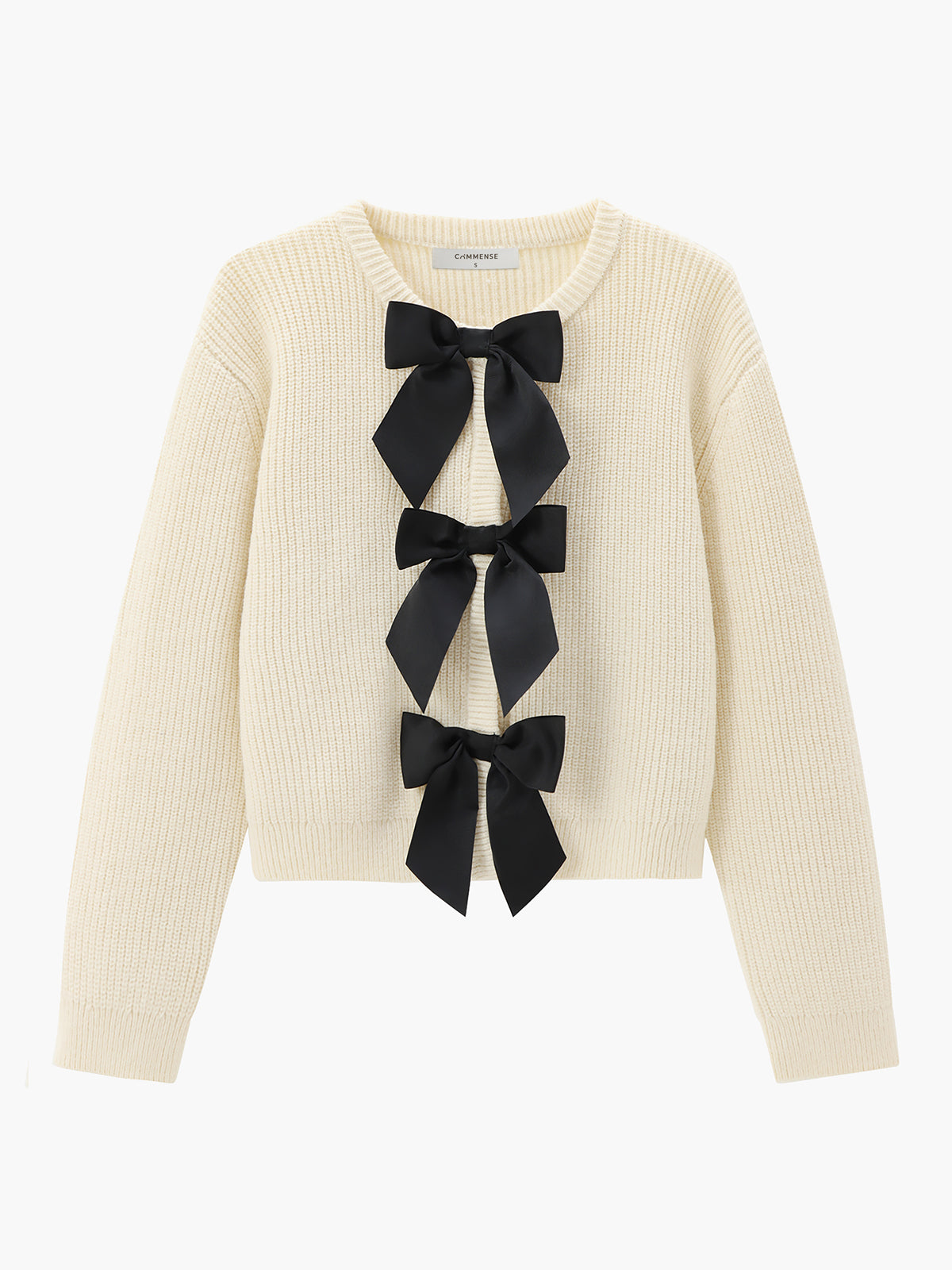 Ribbed Sweater with Bow