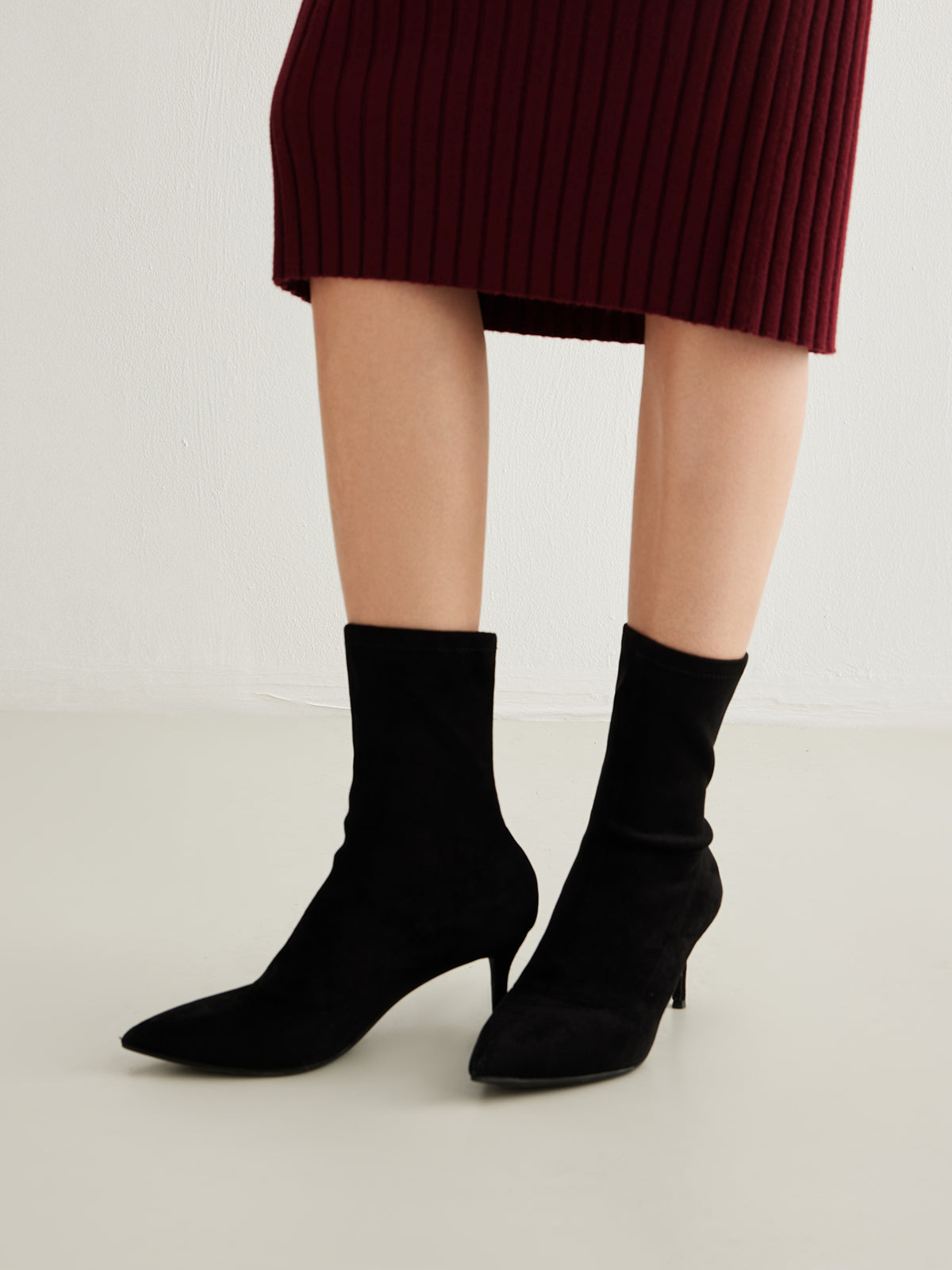 Slingback Heels Suede Ankle Boots