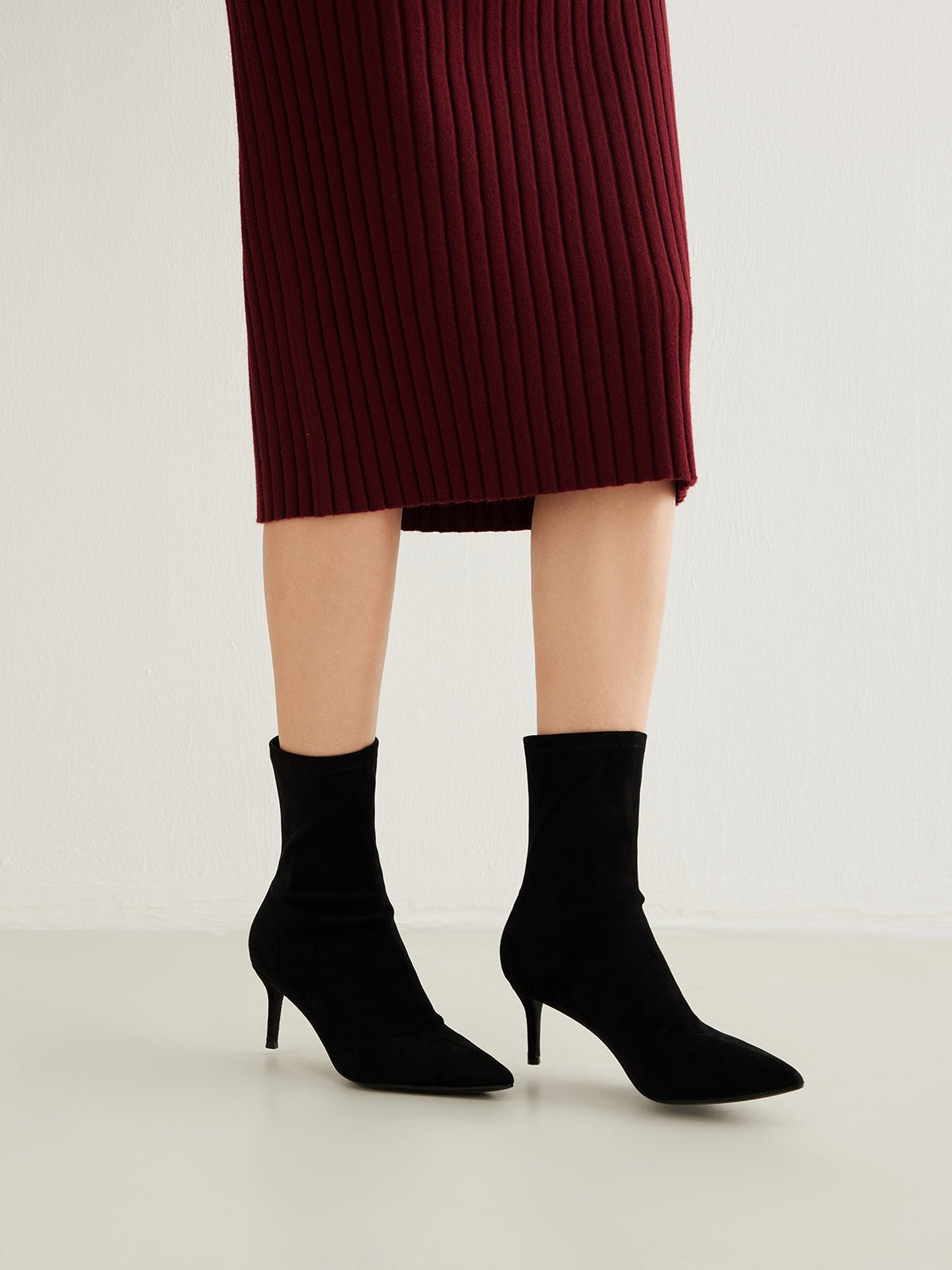 Slingback Heels Suede Ankle Boots