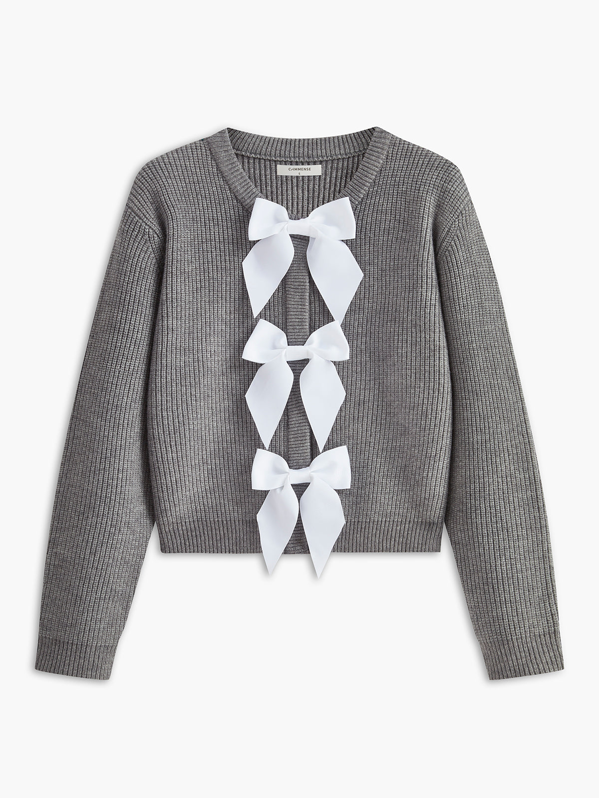 Ribbed Sweater with Bow
