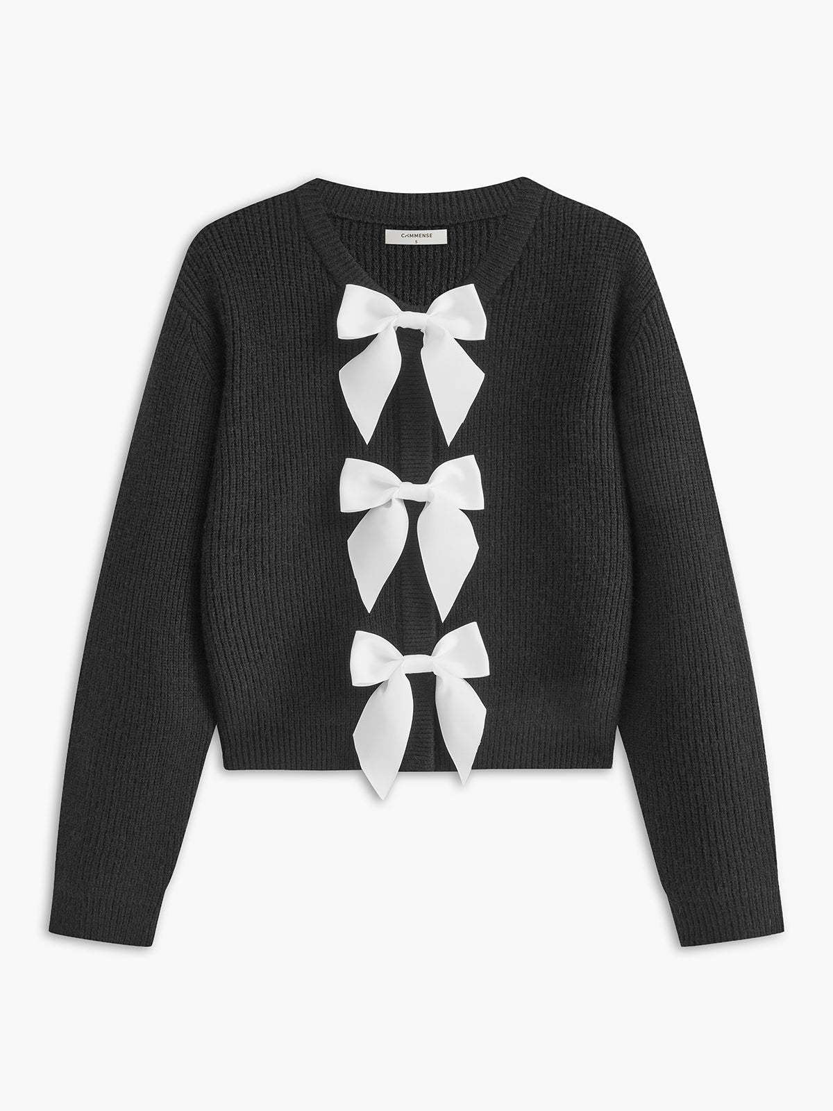 Ribbed Sweater with Bow