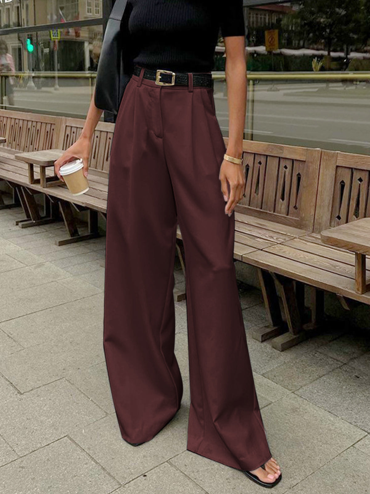 Even Wide Pants Without Belt
