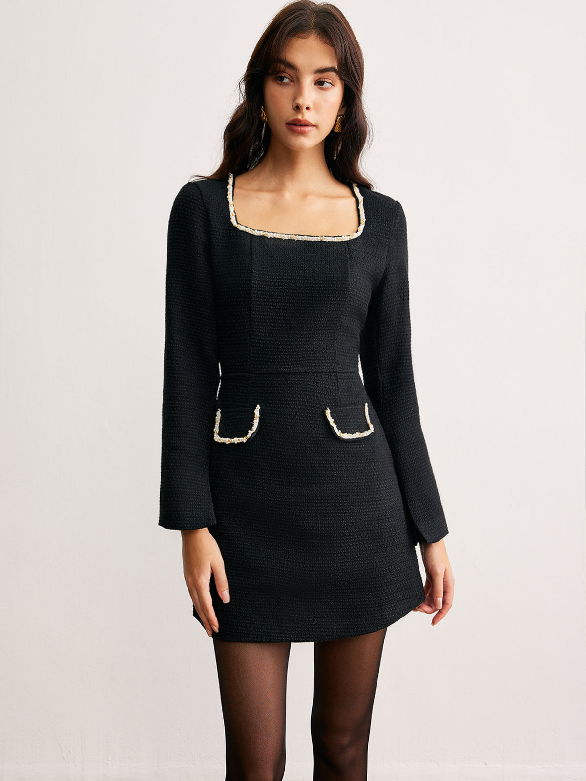 Square Neckline Pearl Dress