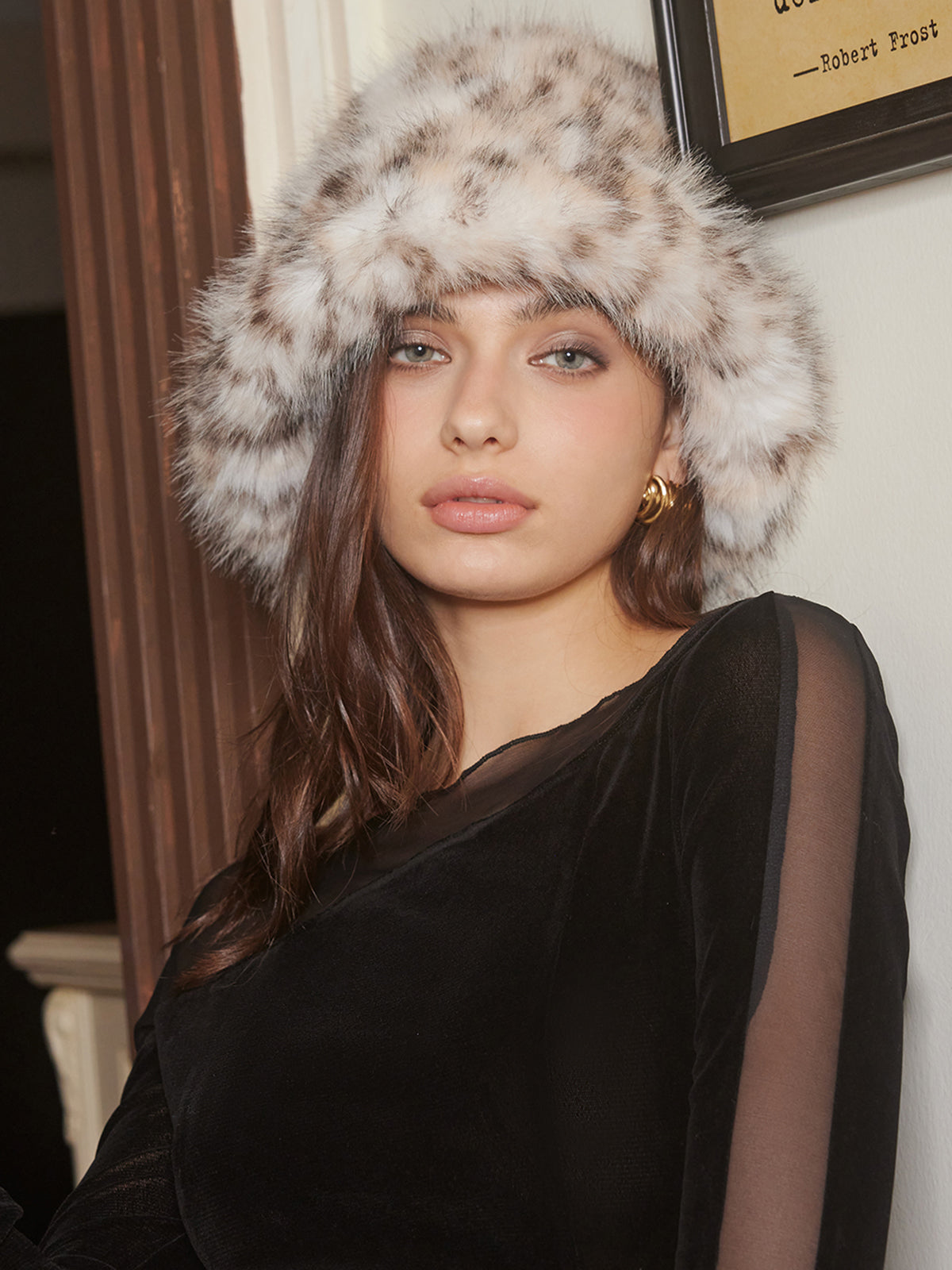 Leopard Print Plush Bucket Hat