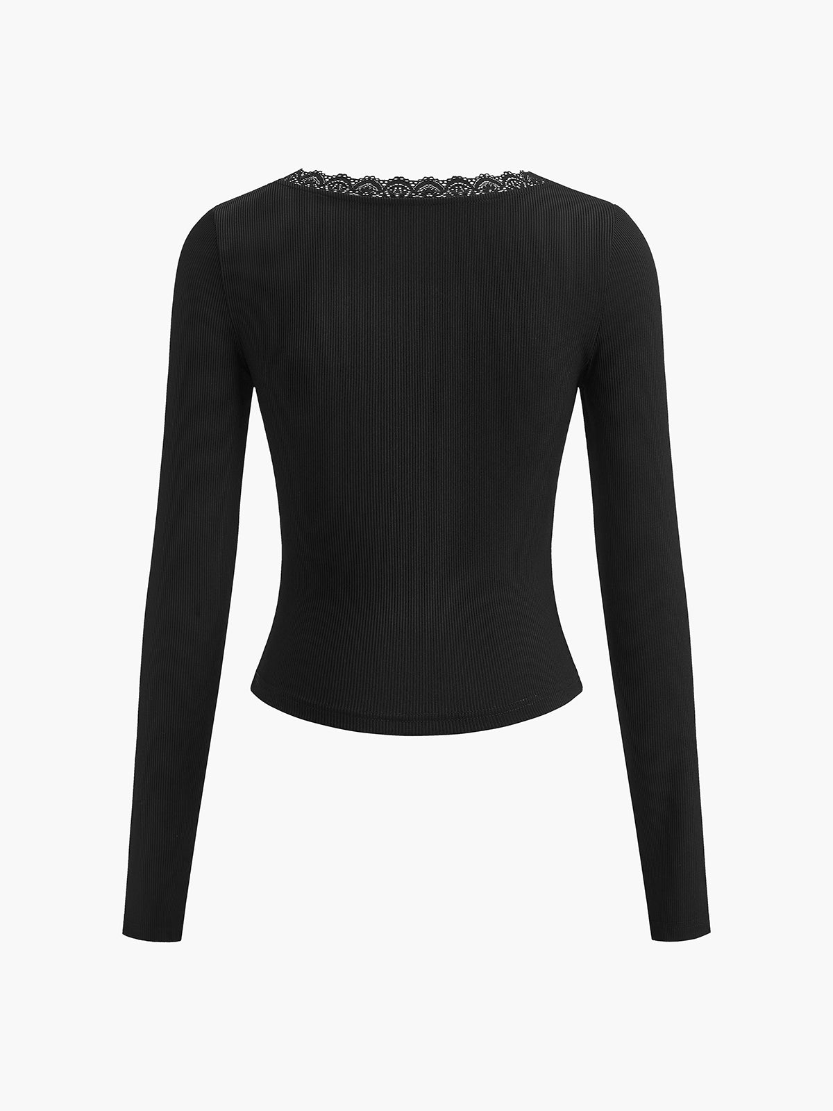 Kanten Rand Lange Mouw Crop Top