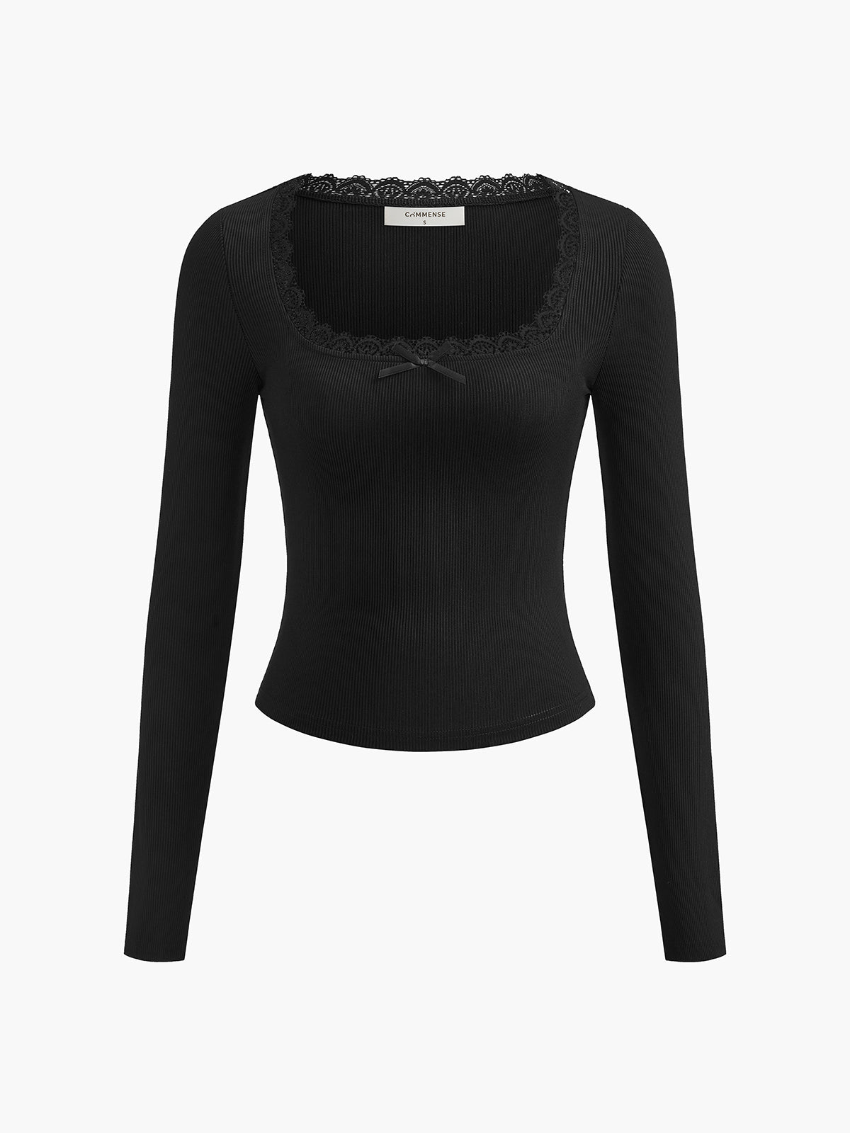 Kanten Rand Lange Mouw Crop Top