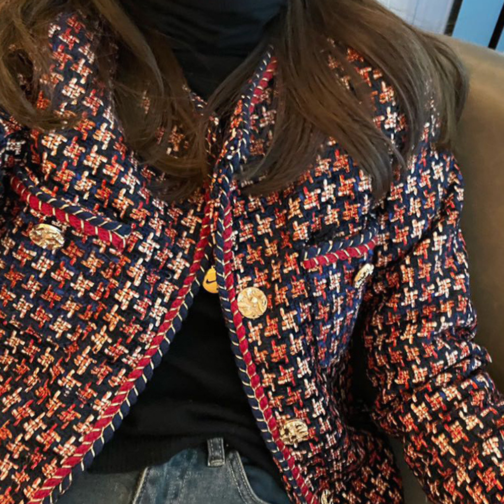 Short checked ladies jacket
