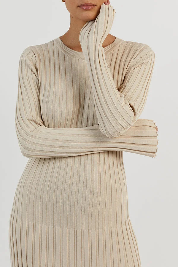 Knitted Dress With Crew Neck