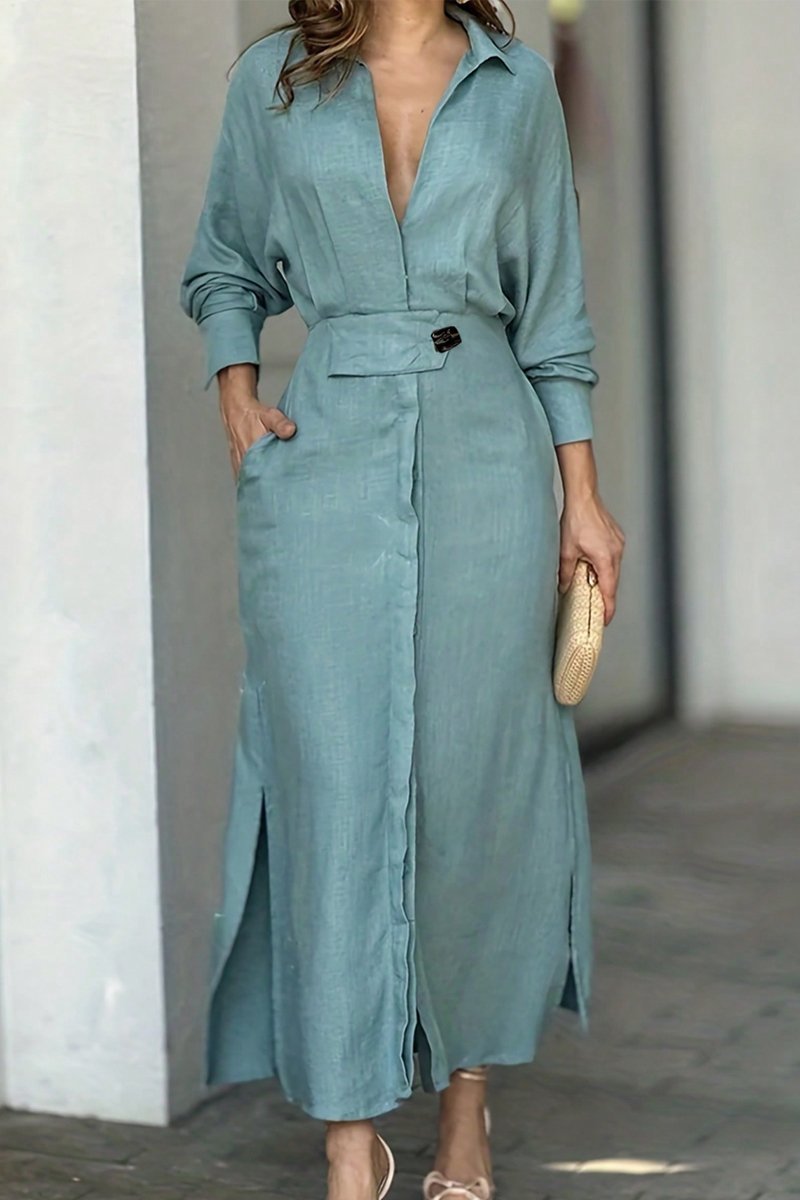 Classic maxi length linen dress