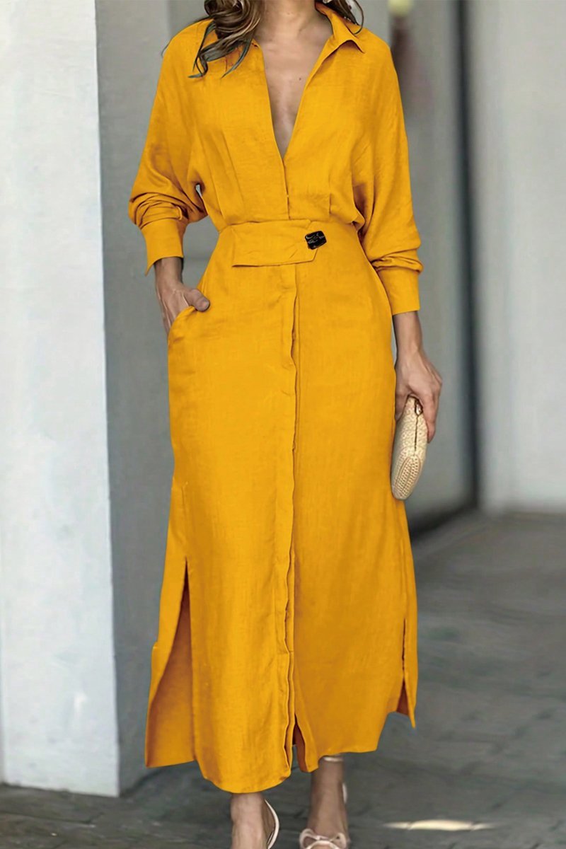 Classic maxi length linen dress