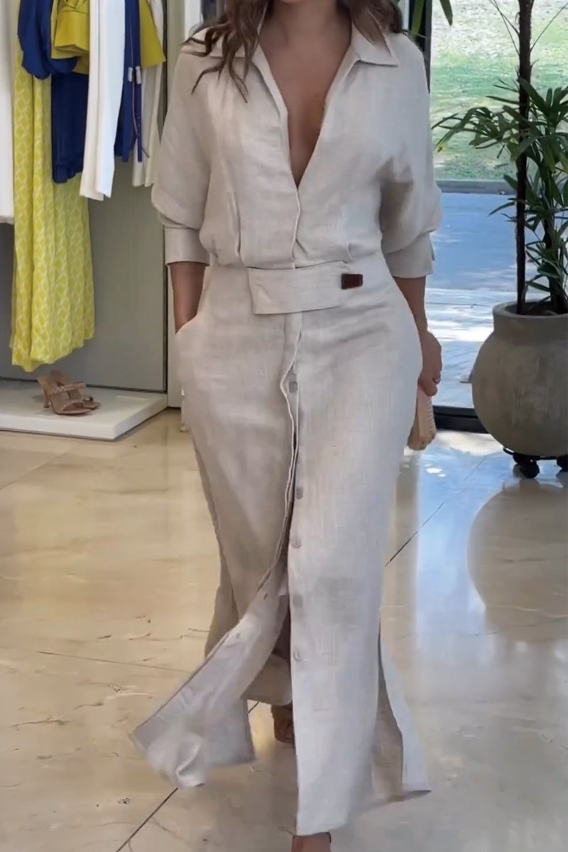 Classic maxi length linen dress