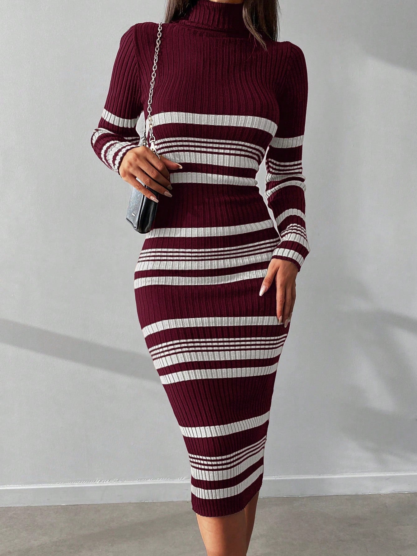 Striped knitted casual dress