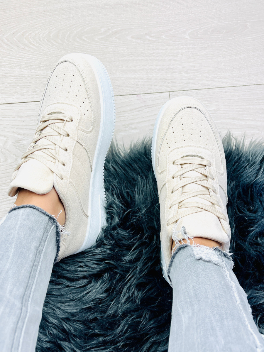 Platform Suedine Beige Sneakers
