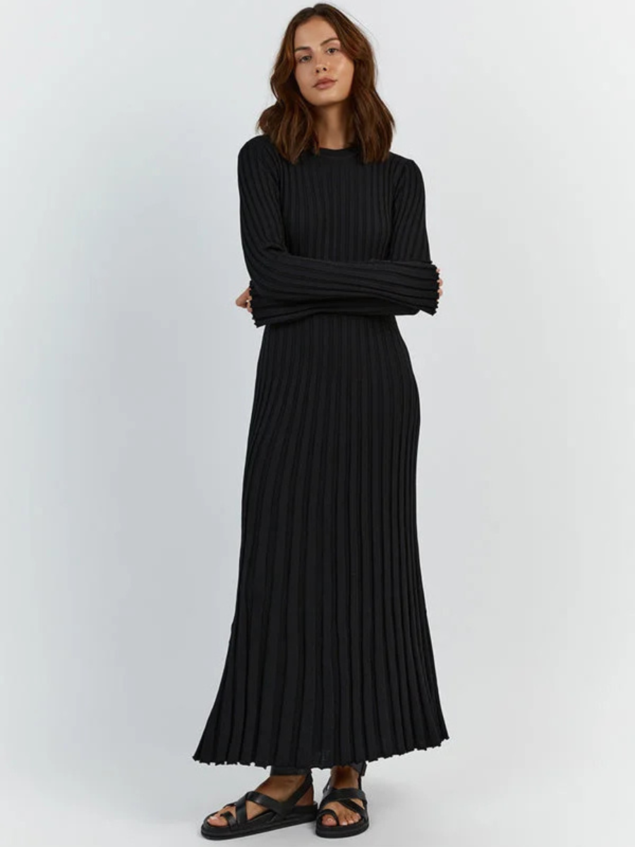 Knitted Dress With Crew Neck