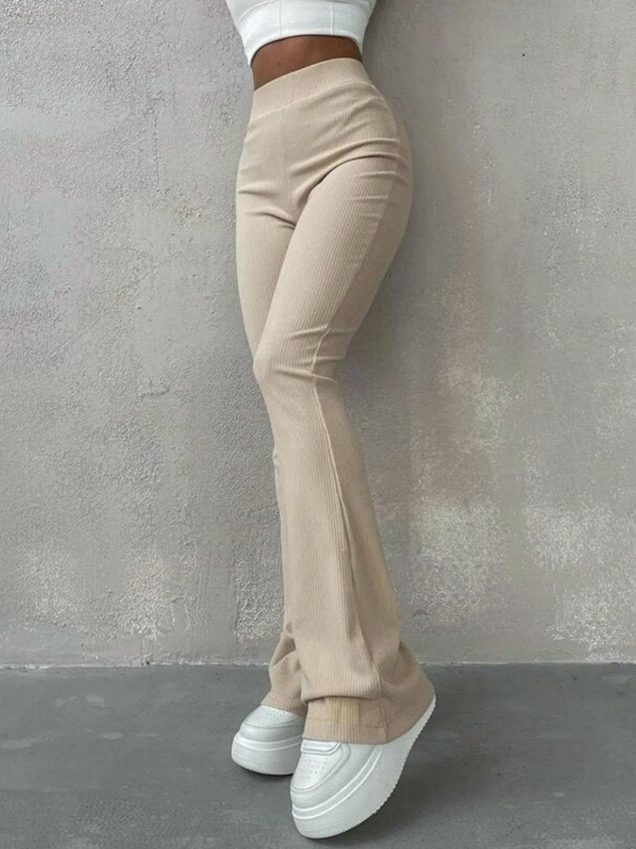 Ribbed flared trousers