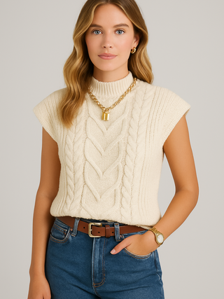 Mouwloos Sweatervest met Kapmouwtjes
