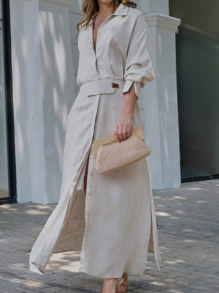 Classic maxi length linen dress