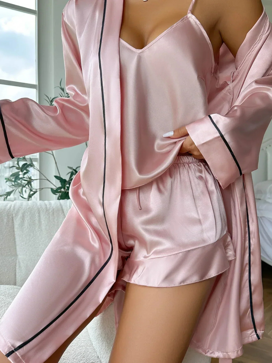 3 Piece Satin Pyjama Set