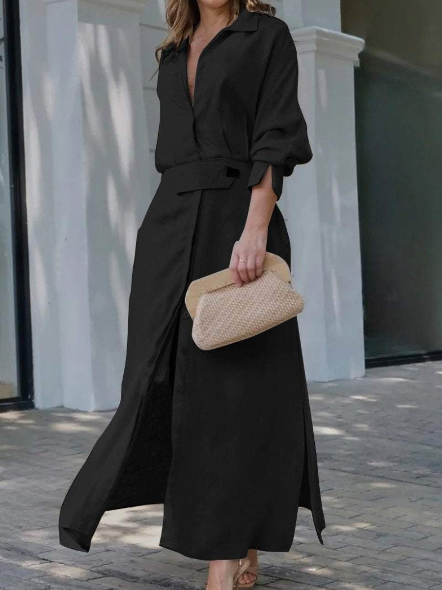 Classic maxi length linen dress