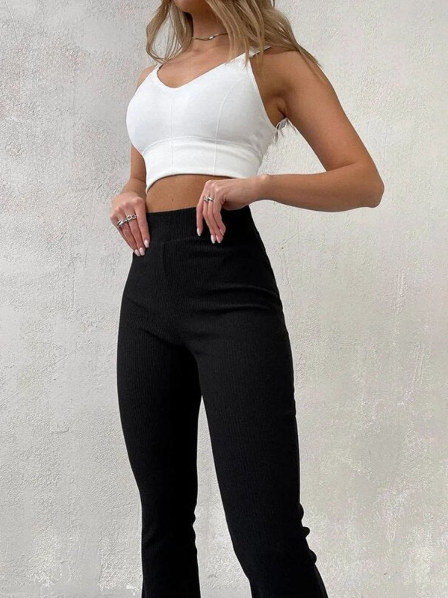 Ribbed flared trousers