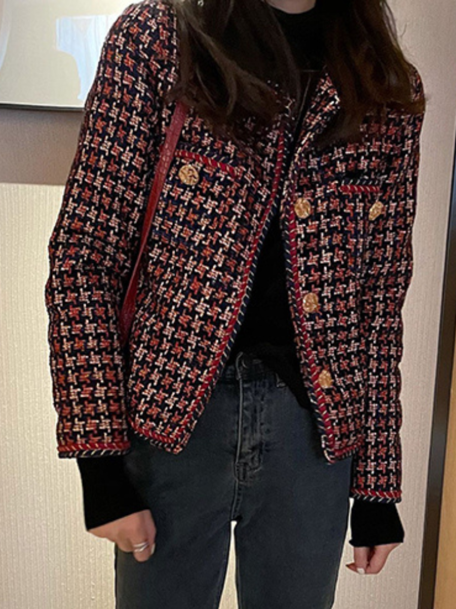 Short checked ladies jacket