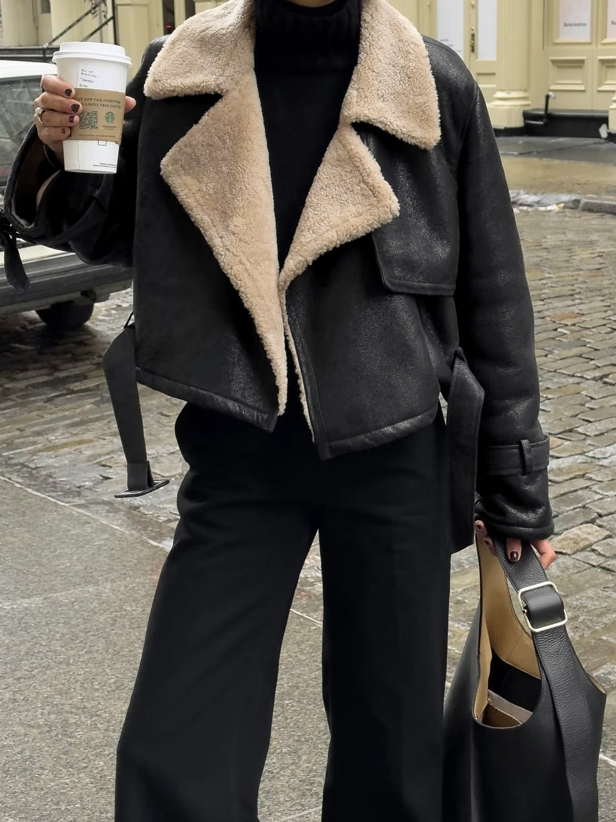 lined sheepskin leather pilot jacket