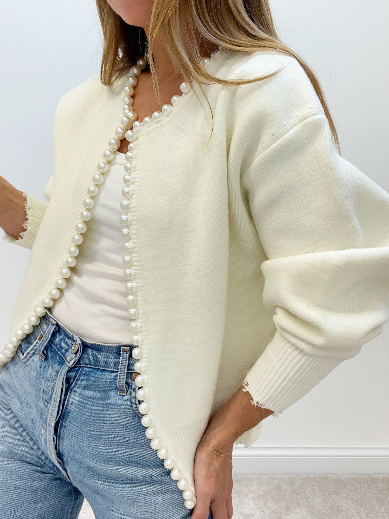 Pearl Edge Worn Cardigan