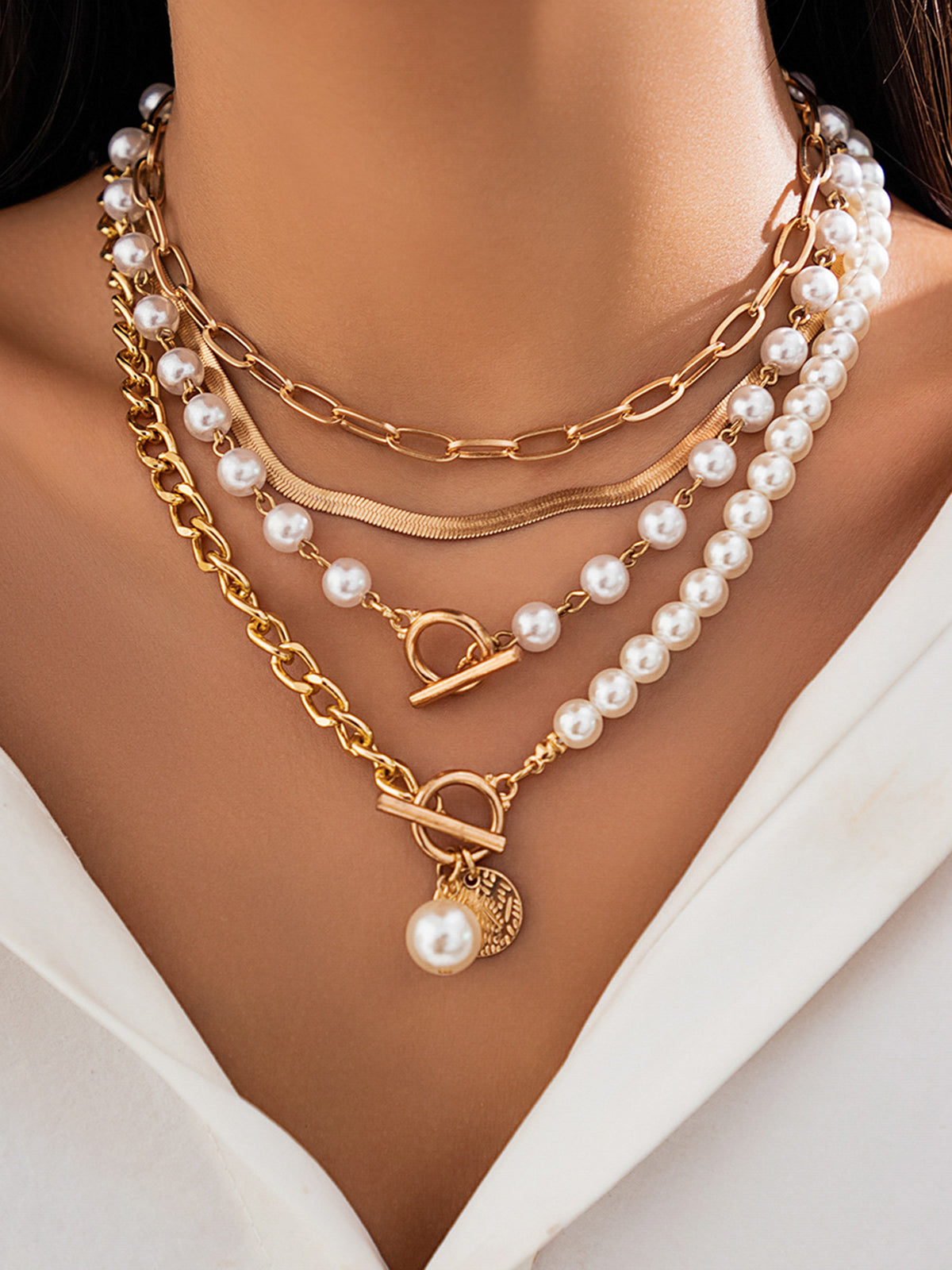 Parel Decor Chain Gelaagde Ketting