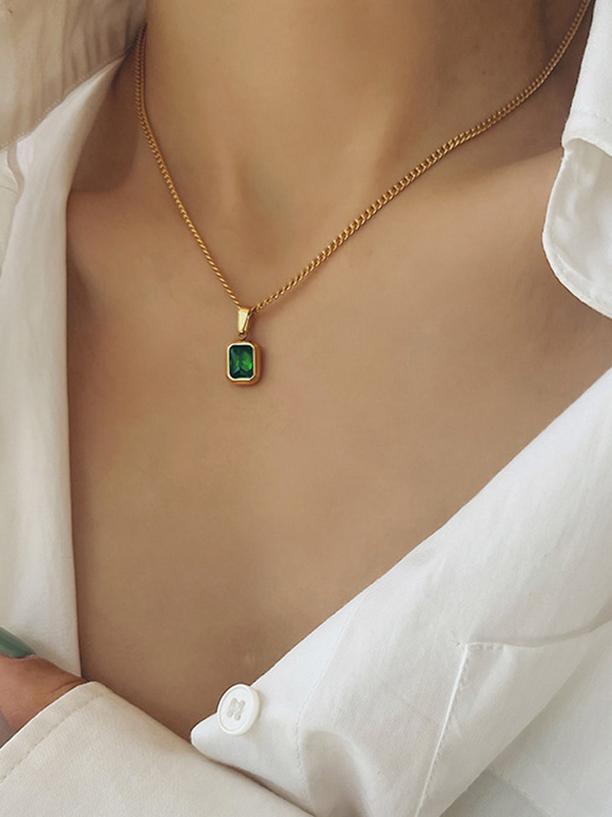 Lente Groene Hanger Ketting