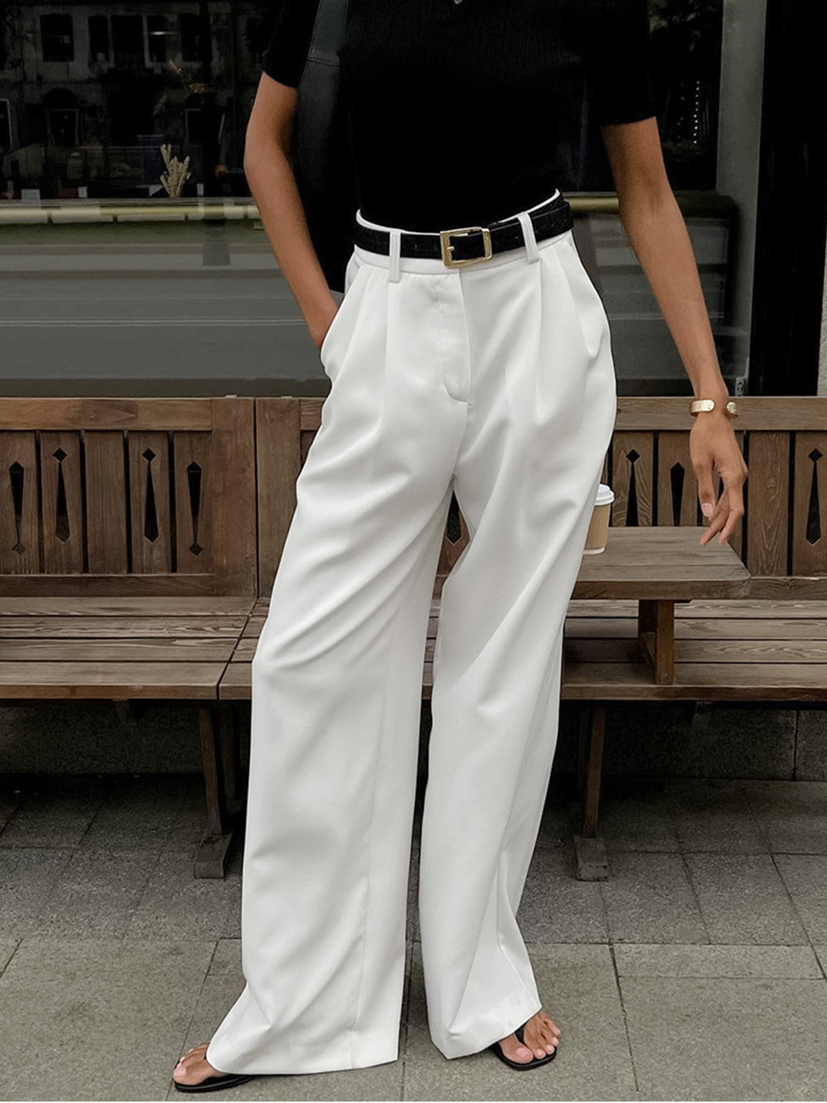 Even Wide Pants Without Belt