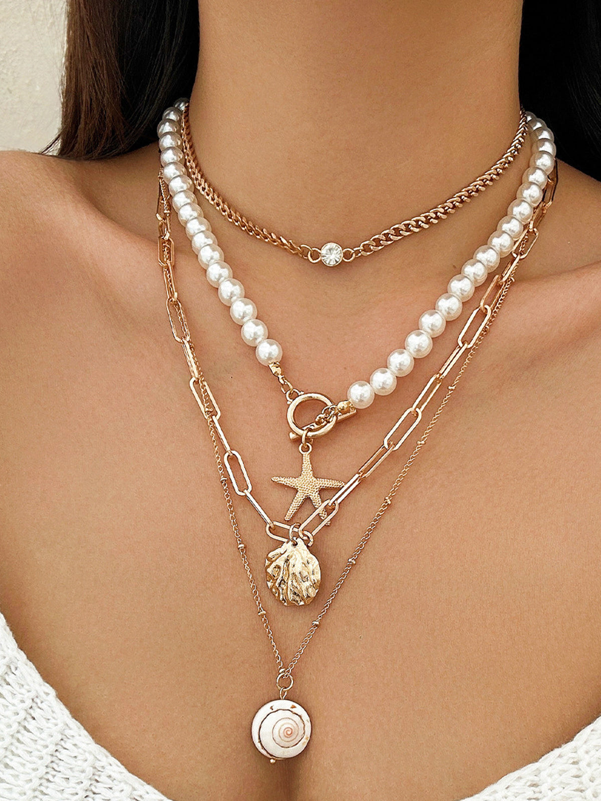 Faux Parelschelp Strandstijl Ketting