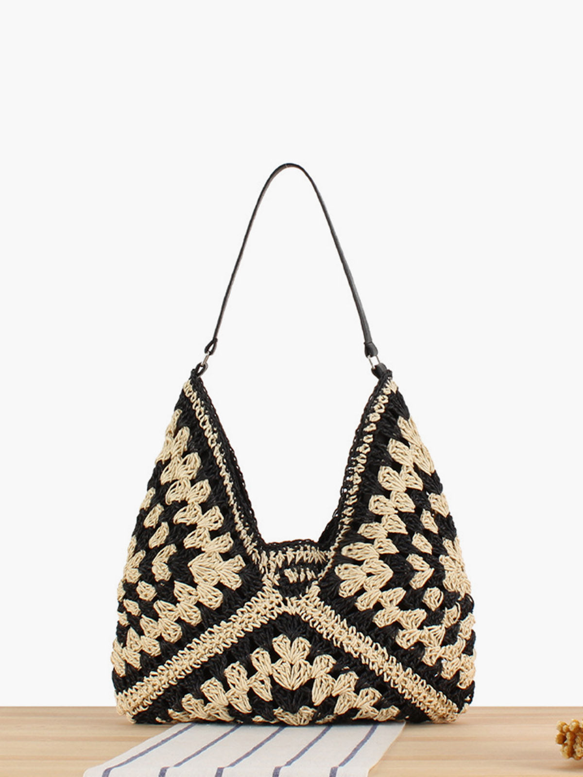 Vintage Crochet Macrame Shoulder Bag 