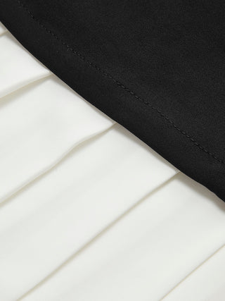 Tweekleurige geplooide korte jurk