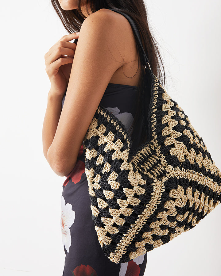 Vintage Crochet Macrame Shoulder Bag 