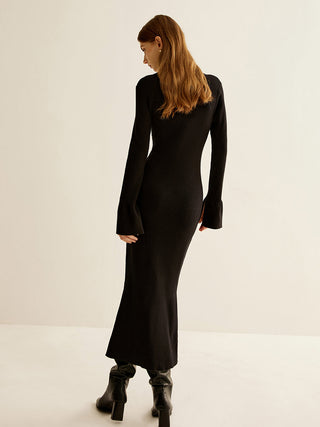 V-Hals Slim Lapel Jurk